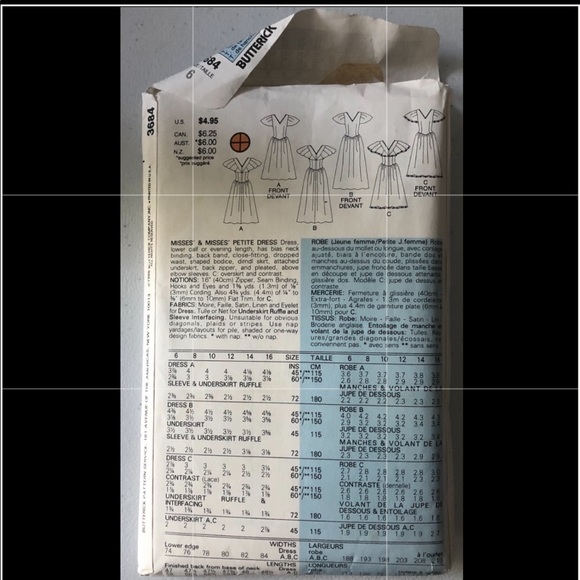 Butterick Pattern Set 3684 - Picture 2 of 2